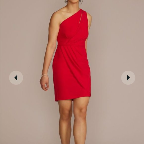 One shoulder size 4 David's Bridal dress, red - Picture 2 of 3